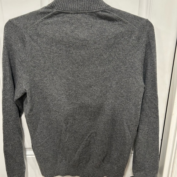 Mens Small Lands' End Charcoal Grey 100 % Cashmere 1/4 Zip Sweater - Picture 2 of 6